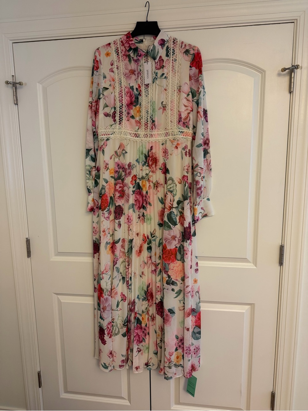 Coast Floral Lace-Trim Long Sleeve Maxi Dress - Pink Floral